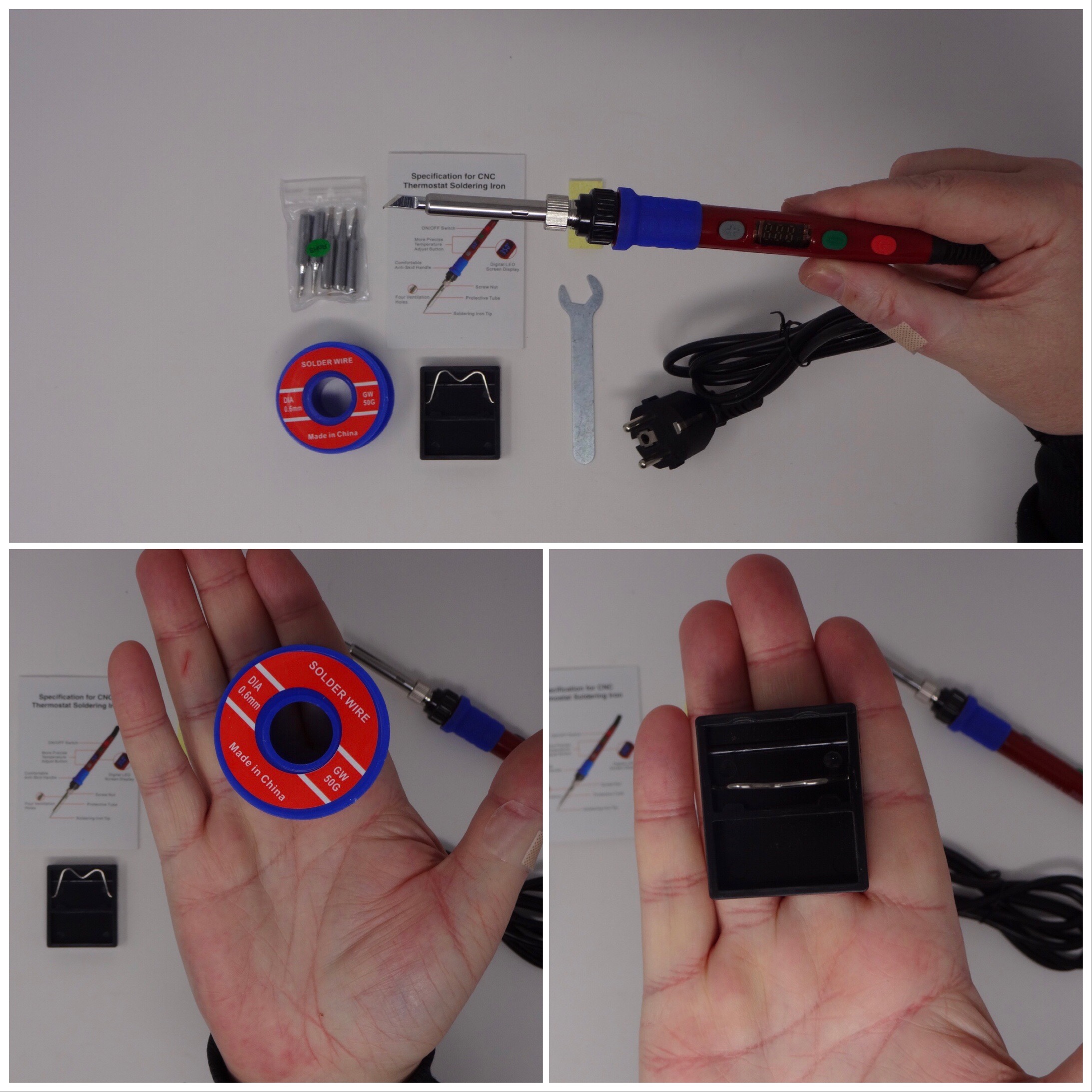 Kit Saldatore 80W Temperatura Regolabile 180-450°C | 15 Accessori Inclusi | Per Elettronica E Fai Da Te - Foto 8